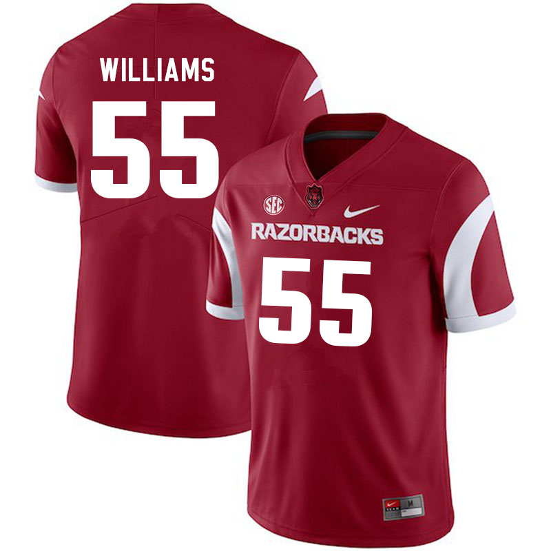Men #55 Tre Williams Arkansas Razorbacks College Football Jerseys Sale-Cardinal